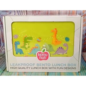 Komunuri Green Dinosaur Leakproof Bento Lunch Box Kids 4 Compartment BPA Free